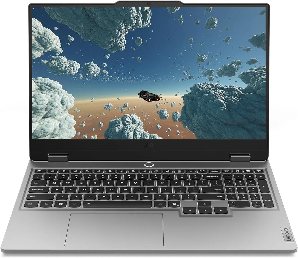 Gray Lenovo LOQ 15 laptop closed showing matte finish and subtle branding