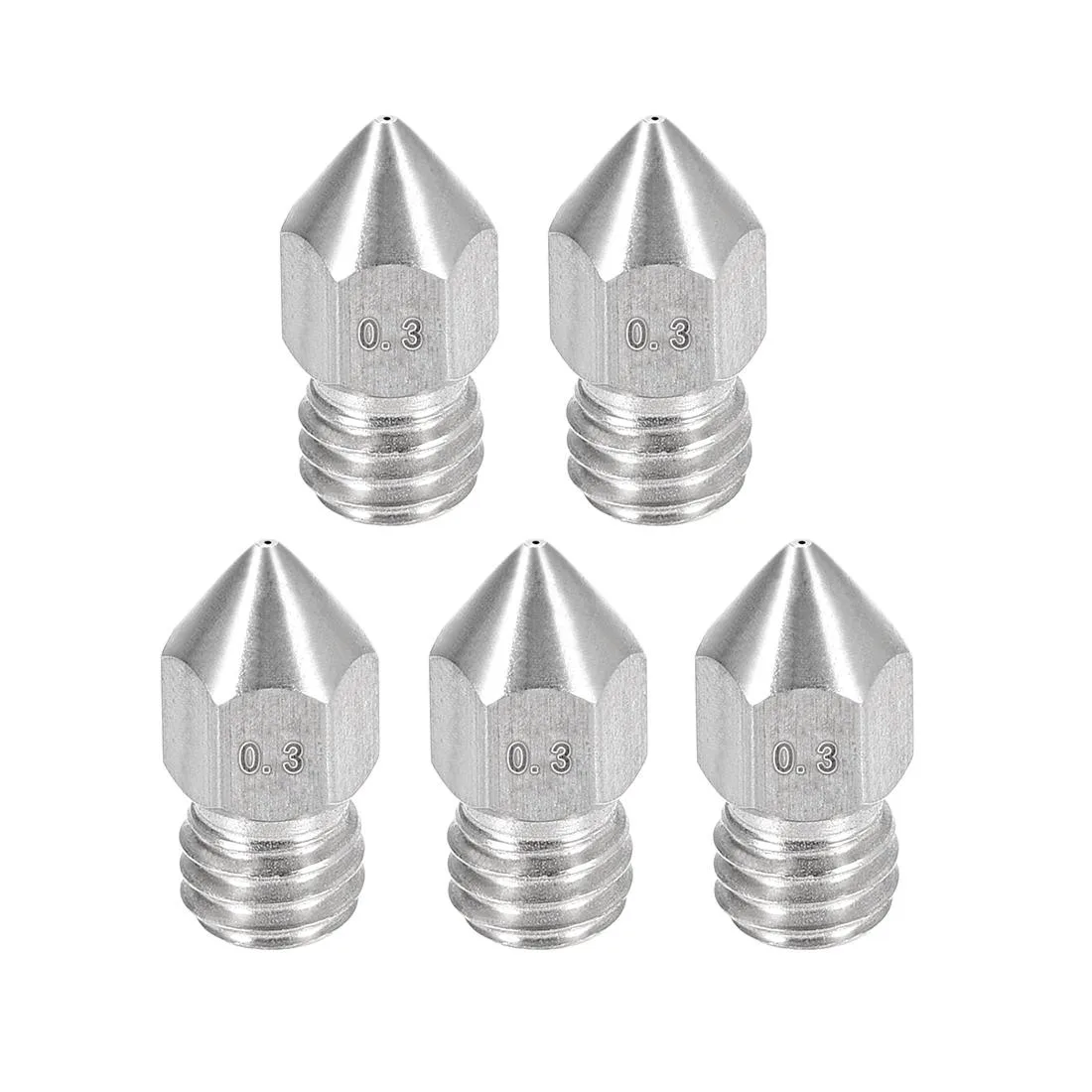 Unique-Bargains Unique-Bargains 0.3mm MK8 Stainless Steel Nozzle 1.75mm 5pcs — produkto nuotrauka