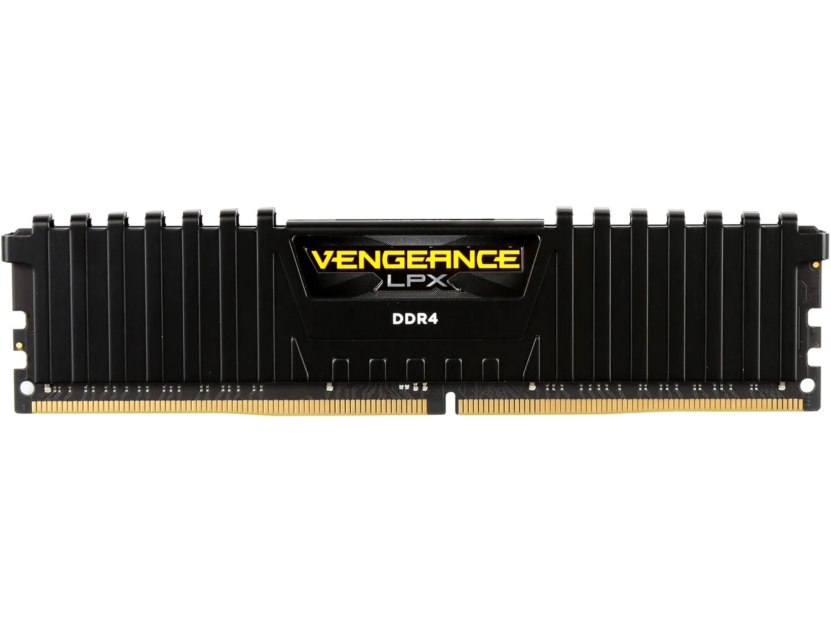 Single black DDR4 stick with low-profile anodized aluminum heatspreader
