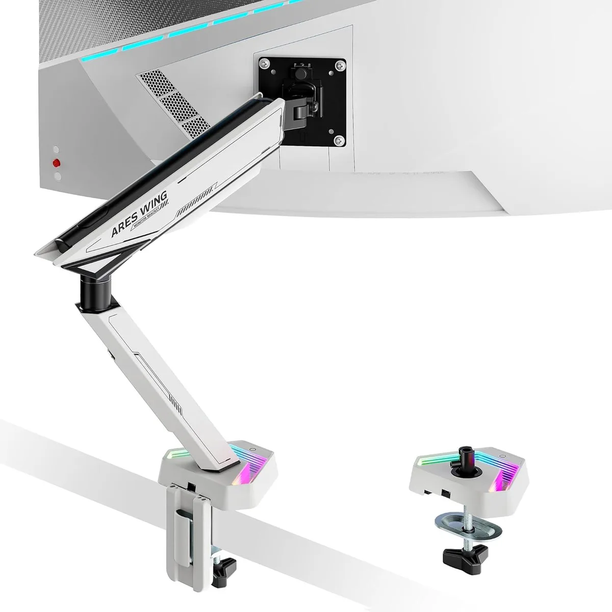 BFKK BFKK RGB Single Monitor Arm 17-45" 35.2 lbs White — preces foto