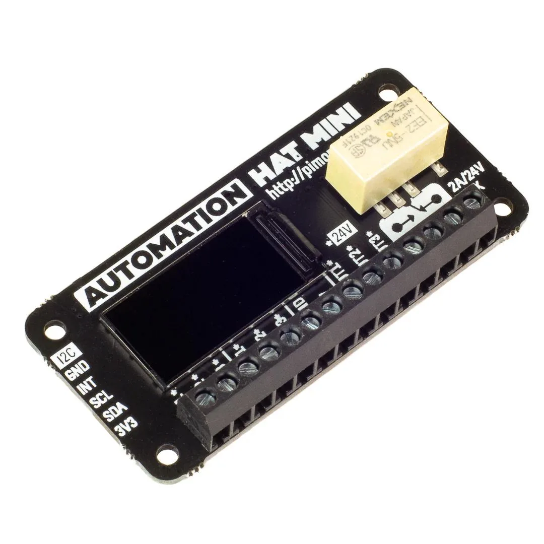 Pimoroni Pimoroni PIM487 Automation HAT Mini Monitor 0.96" 160x80 LCD 24V 12-bit ADC ADS1015 — product photo