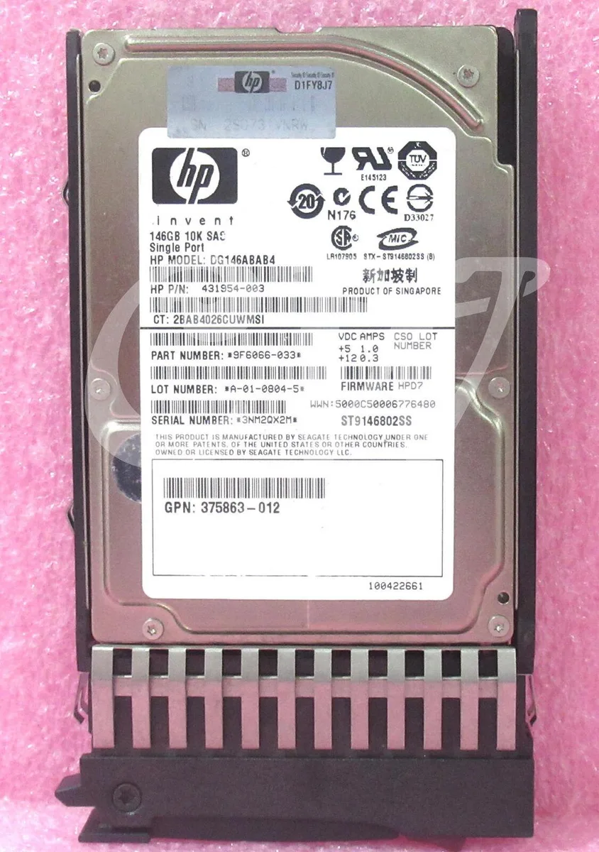 Silver 2.5 inch SAS hard drive in black carrier tray