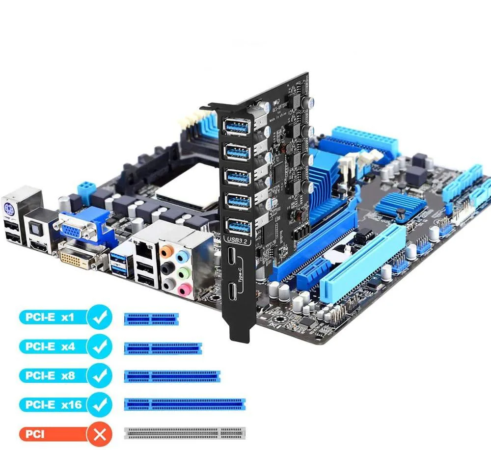 ESTONE ESTONE PCIE25A2C3.2 PCIe to USB 3.2 7-Port Card — 제품 사진
