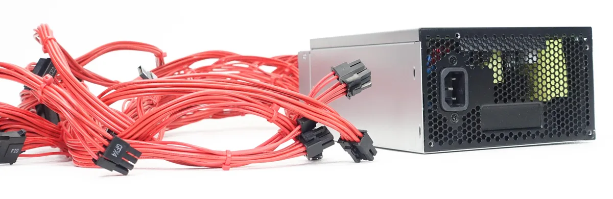 Black rectangular ATX power supply unit with HP Omen X branding