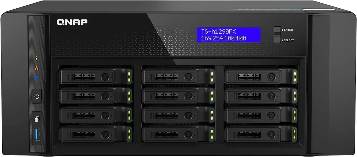Qnap Qnap TS-H1290FX-7302P-128G-US 12-bay rackmount NAS AMD EPYC 7302P 128GB ECC RAM — Produktfoto
