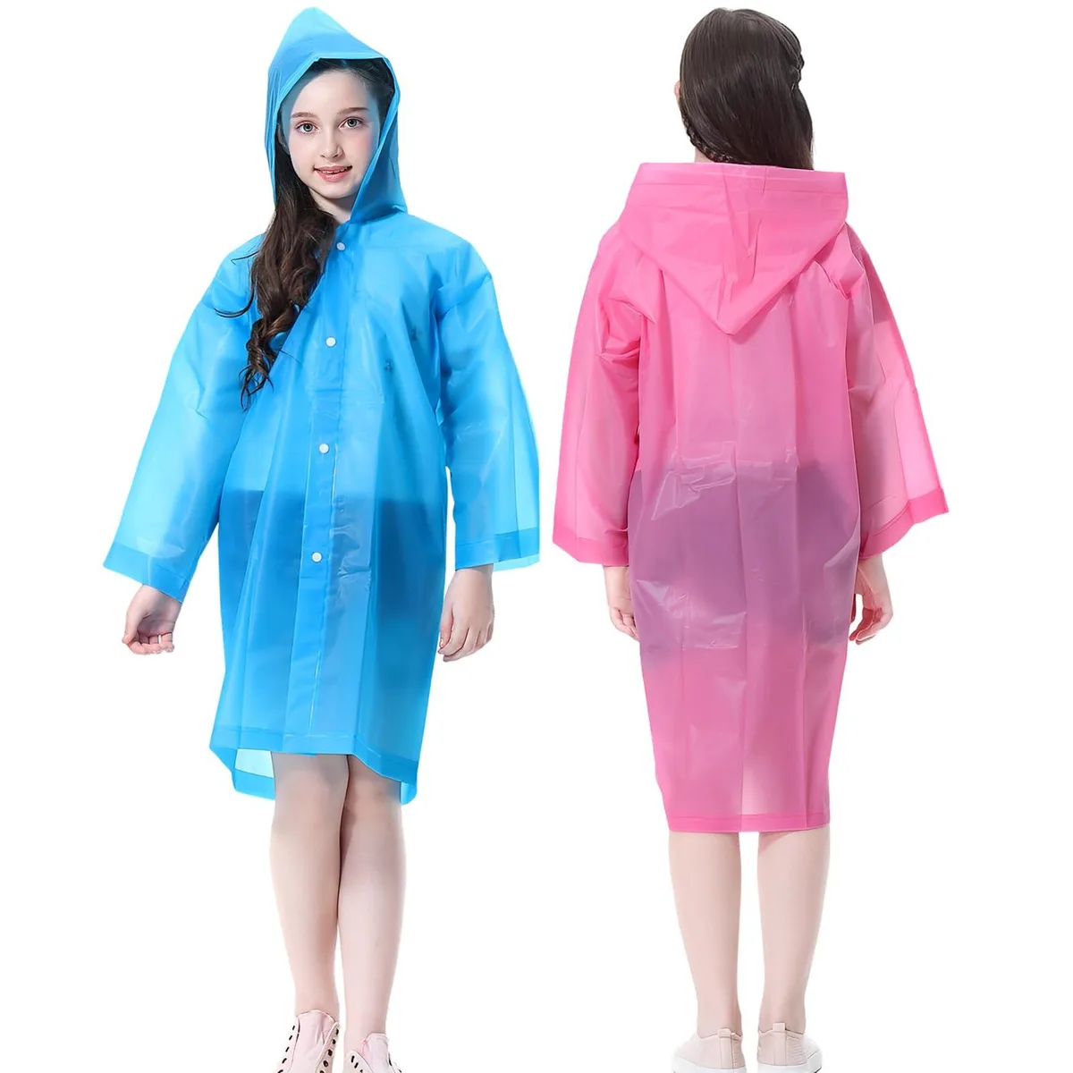  Cosowe Raincoats 2 Pack EVA Kids 3.6-4.9 ft Pink Blue — product photo