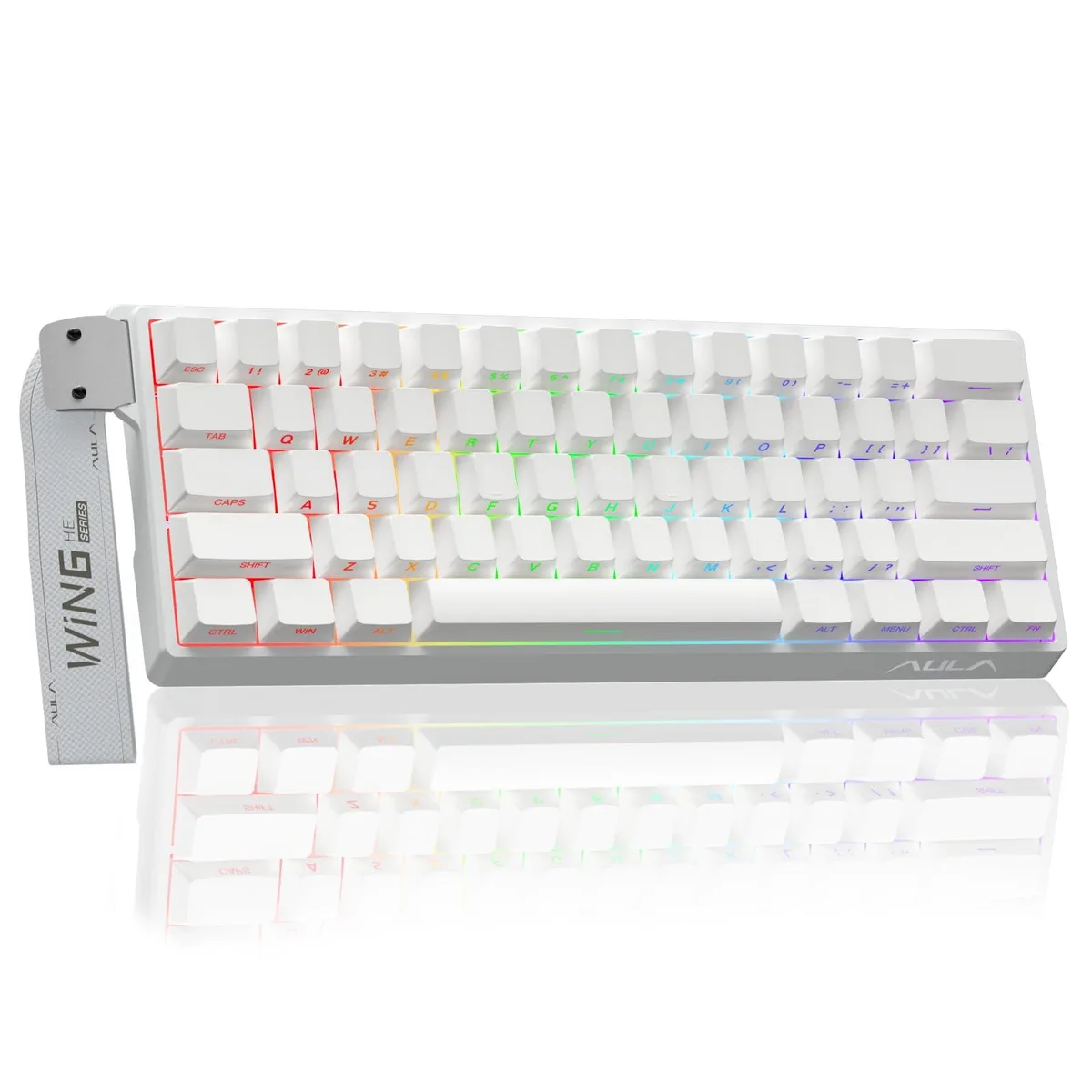 Compact black 60% wired gaming keyboard with RGB lighting and USB-C cable