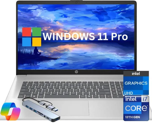 HP HP 17 laptop Intel Core i7-1355U 32GB 1TB NVMe 17.3" FHD Windows 11 Pro — photo du produit