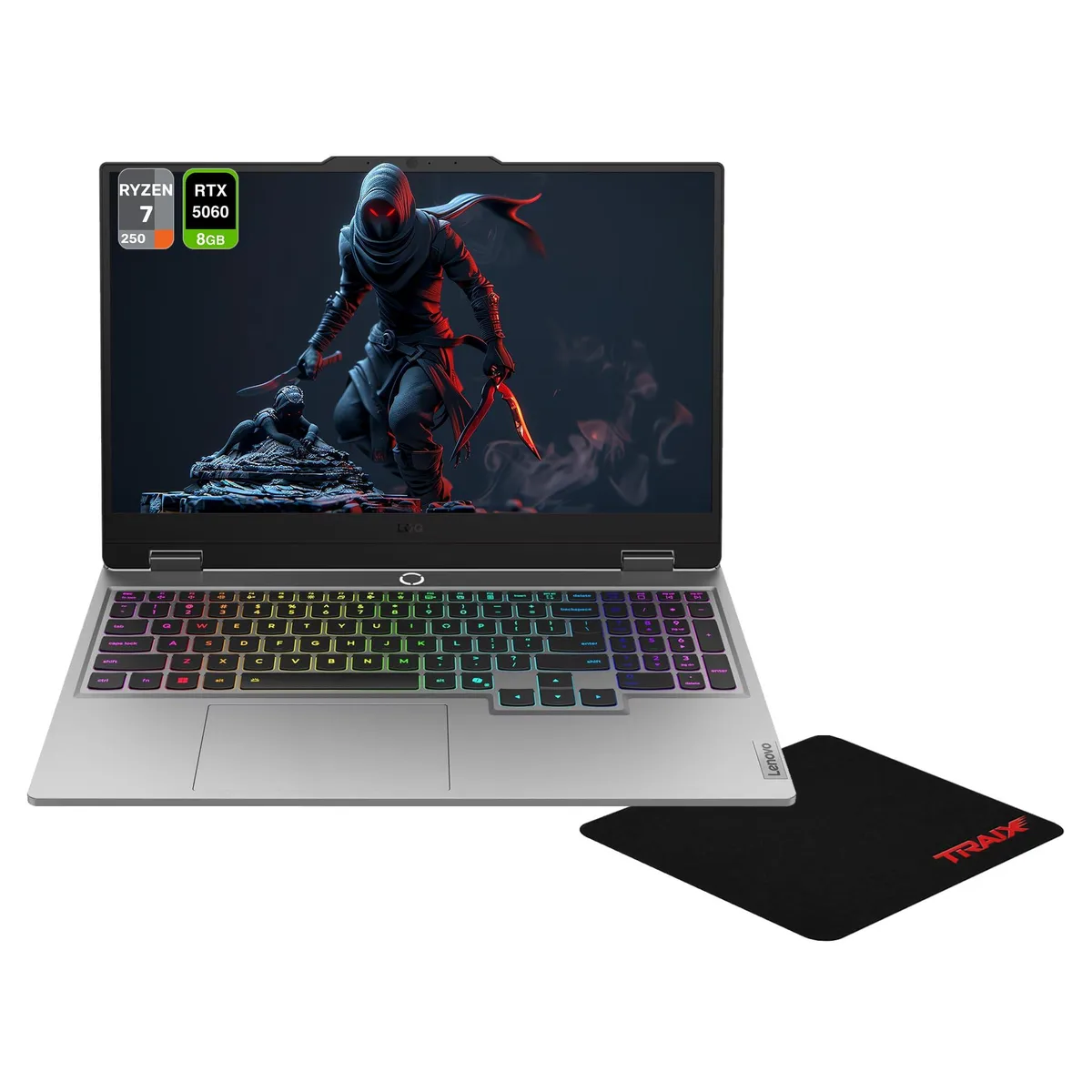 Luna Grey 15.6 inch gaming laptop with RGB keyboard