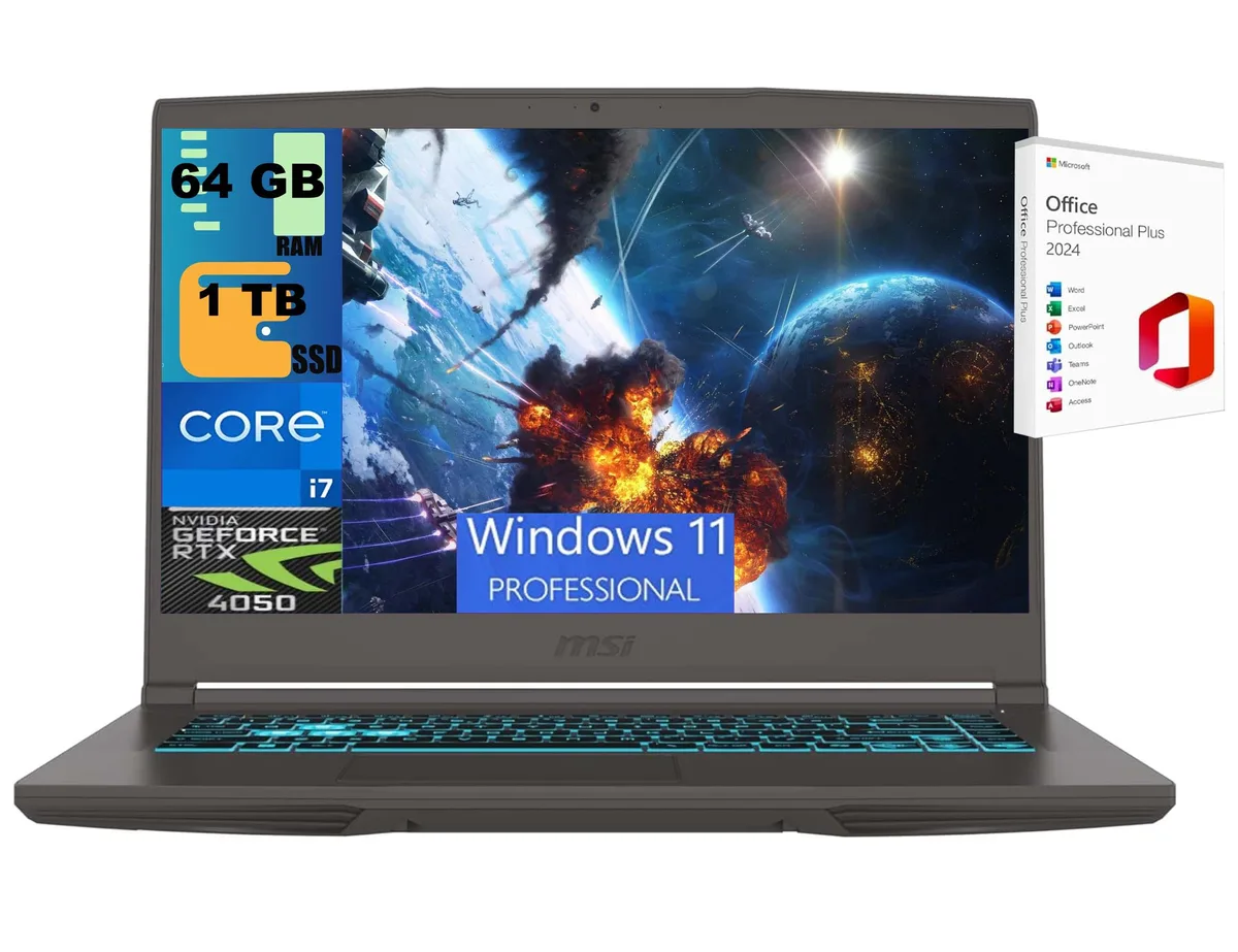 Gray gaming laptop with 15.6 inch screen and thin profile
