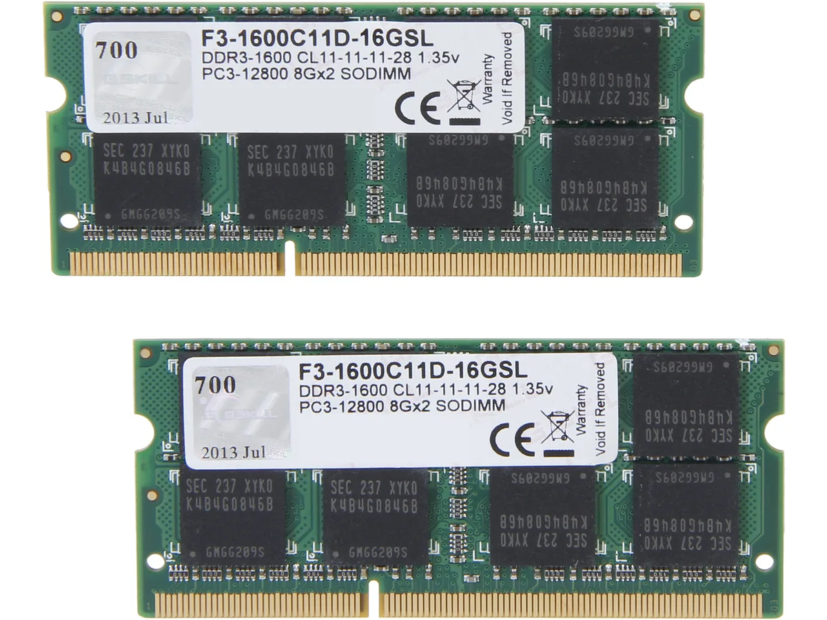 G.SKILL G.SKILL F3-1600C11D-16GSL 16GB (2 x 8GB) DDR3L 1600 CL11 1.35V laptop RAM — vörumynd