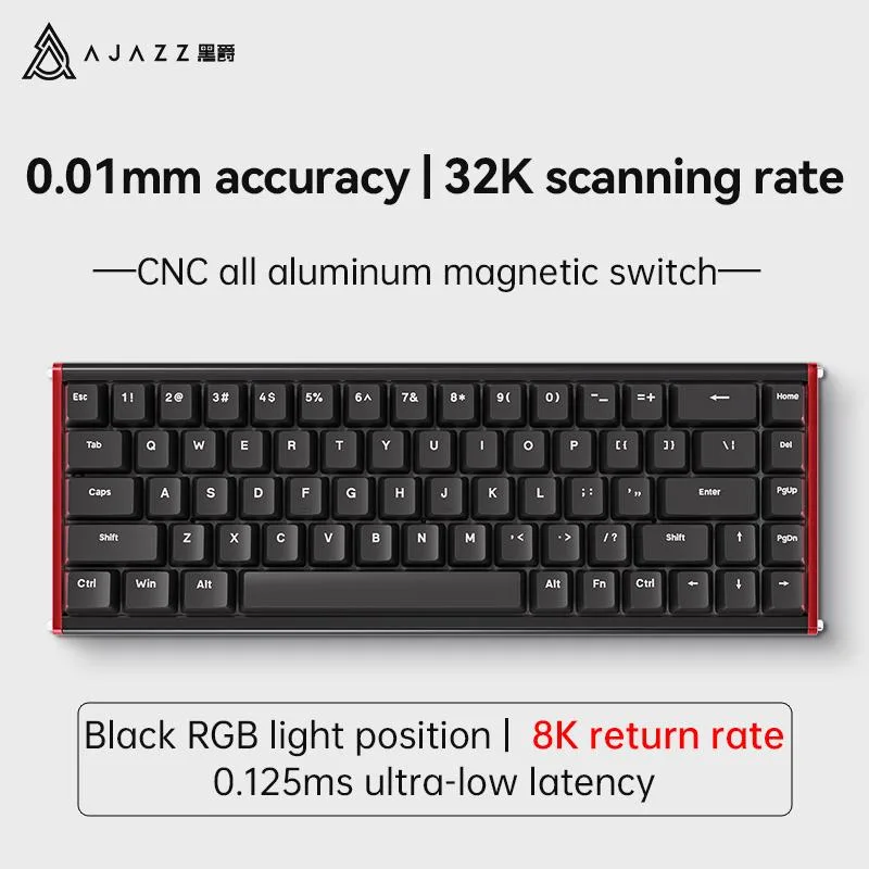 Ajazz Ajazz ALUX68 gaming keyboard aluminium wired magnetic grain switch ABS Black PLUS — product photo