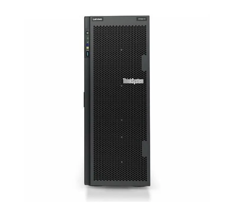 Lenovo ThinkSystem ST650 V3 tower server in dark finish with front drive bays
