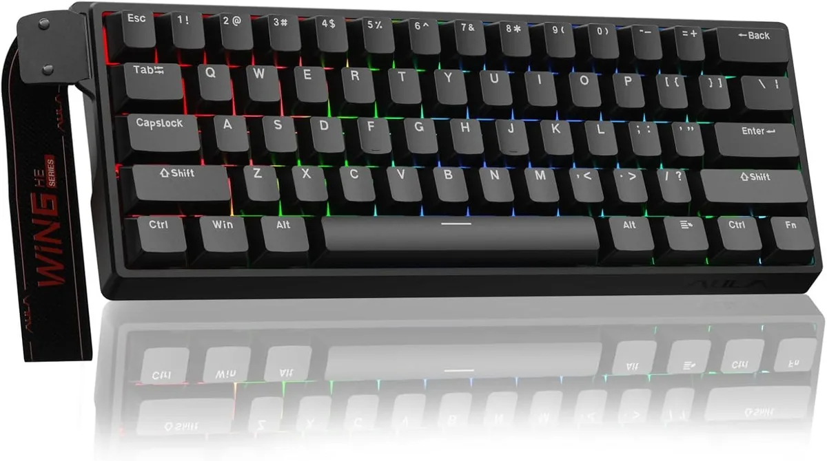 Compact 60% wired keyboard with magnetic switches and RGB lighting