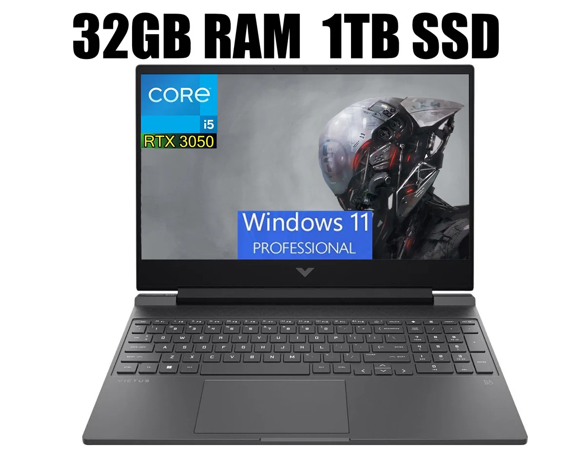 Black 15.6 inch gaming laptop with backlit keyboard