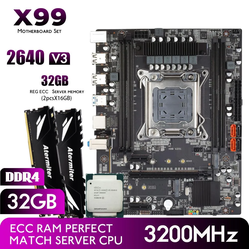 Atermiter Atermiter AT-X99 Intel motherboard with Xeon E5-2640V3 and 32GB DDR4 REG ECC RAM — product photo