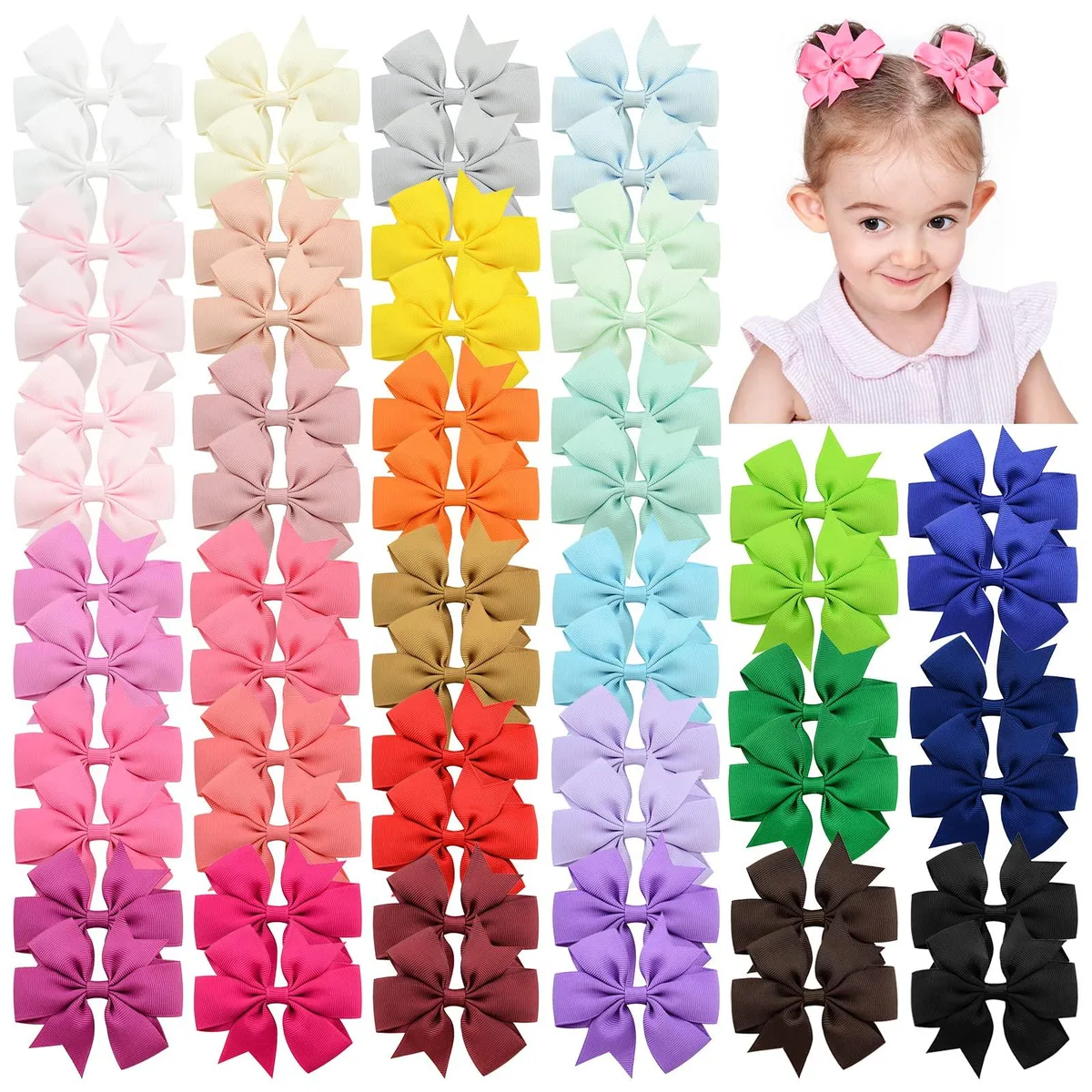  choicbaby 564-60PCS 60pcs Grosgrain Ribbon Hair Bow Pins — fotografija proizvoda