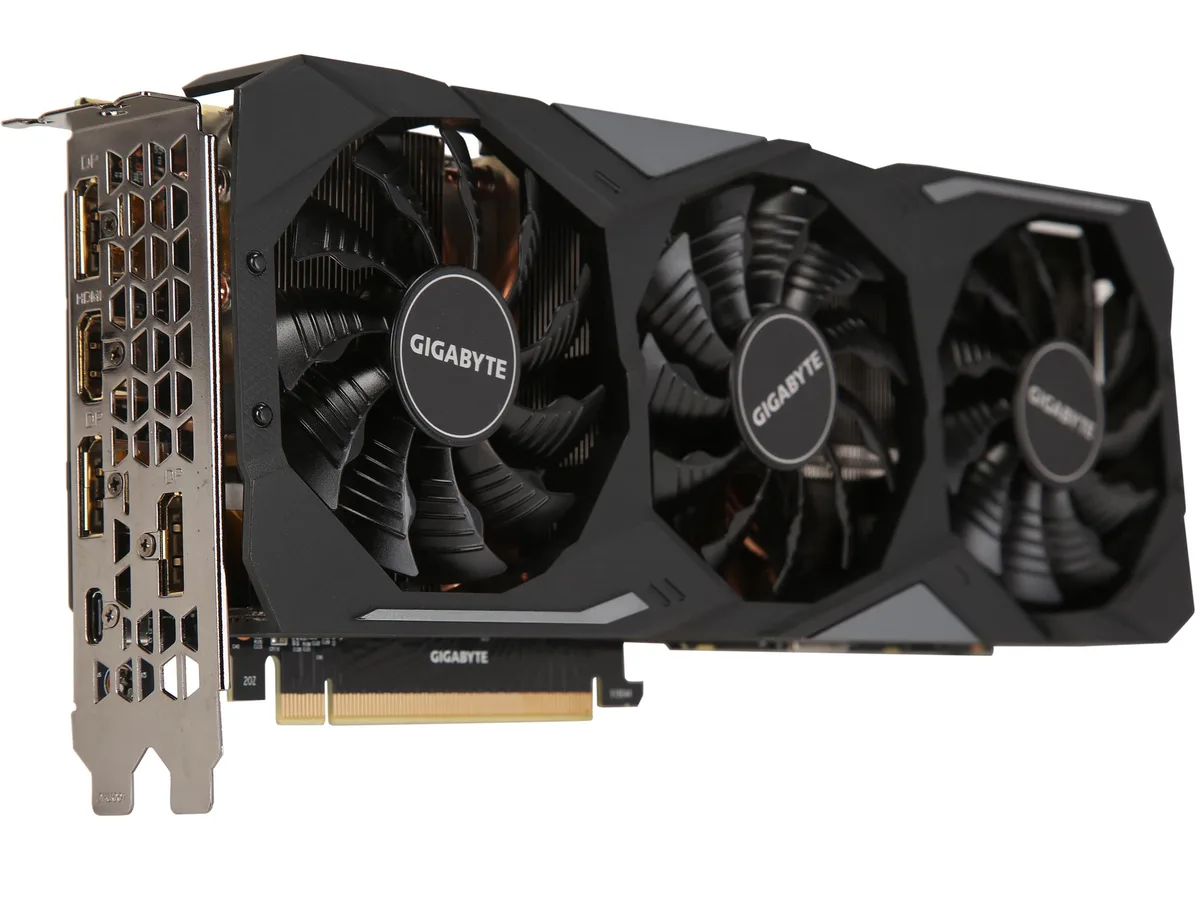 Gigabyte RTX 2070 Super triple-fan graphics card, silver shroud, black backplate