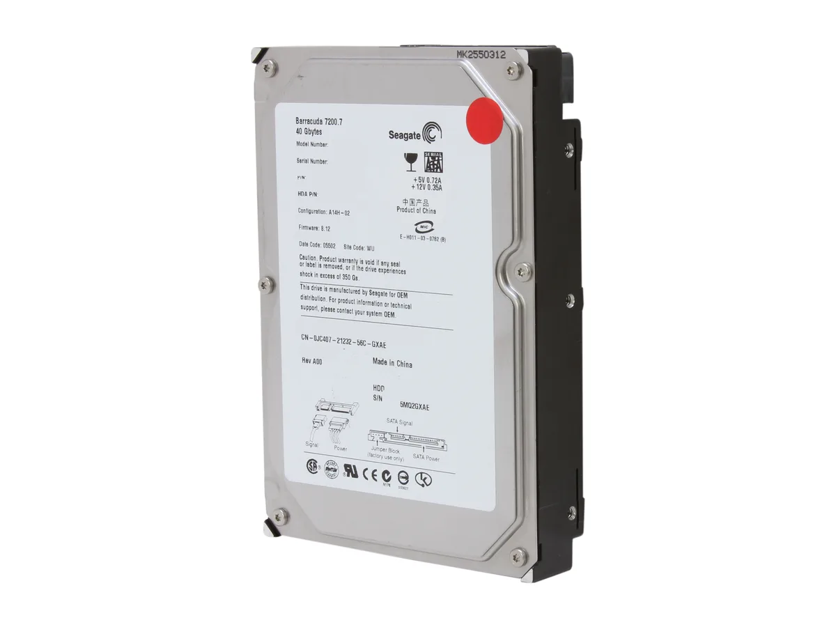 Seagate Seagate BarraCuda 7200.7 ST340014AS dup 40GB 7200 RPM 2MB SATA 1.5Gb/s 3.5" internal hard drive — 商品照片