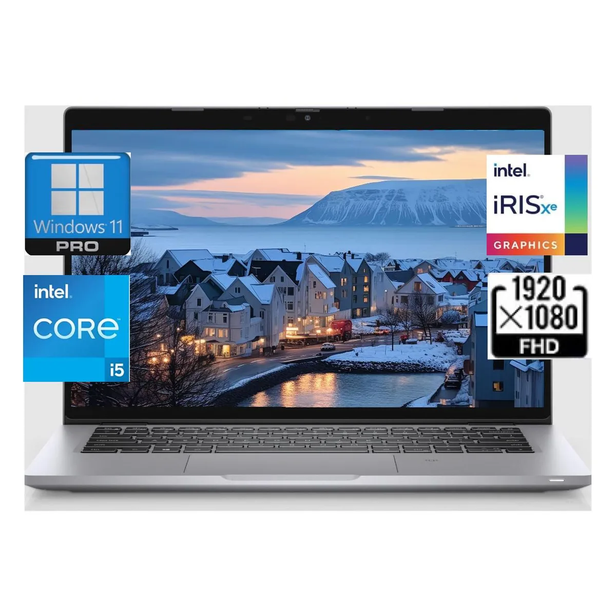 Silver 13.3 inch Dell Latitude 5320 laptop closed on a plain background