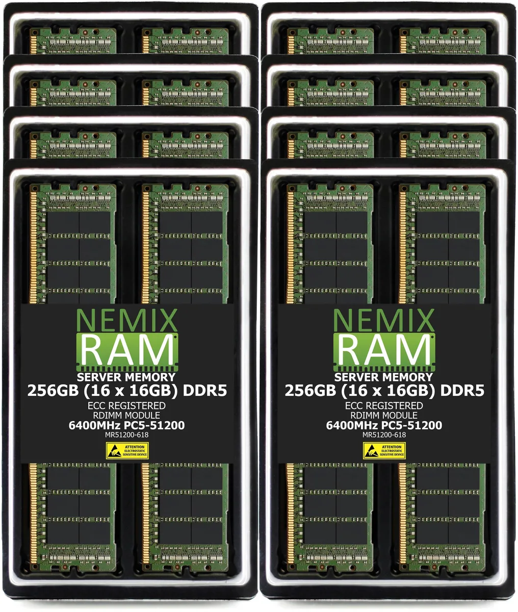 NEMIX RAM NEMIX RAM DDR5 6400 256GB 16x16GB ECC RDIMM CL52 1.1V Supermicro H14DSG-OD — zdjęcie produktu