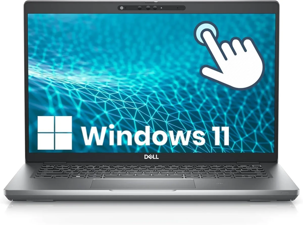 Silver 14 inch touchscreen laptop with backlit keyboard