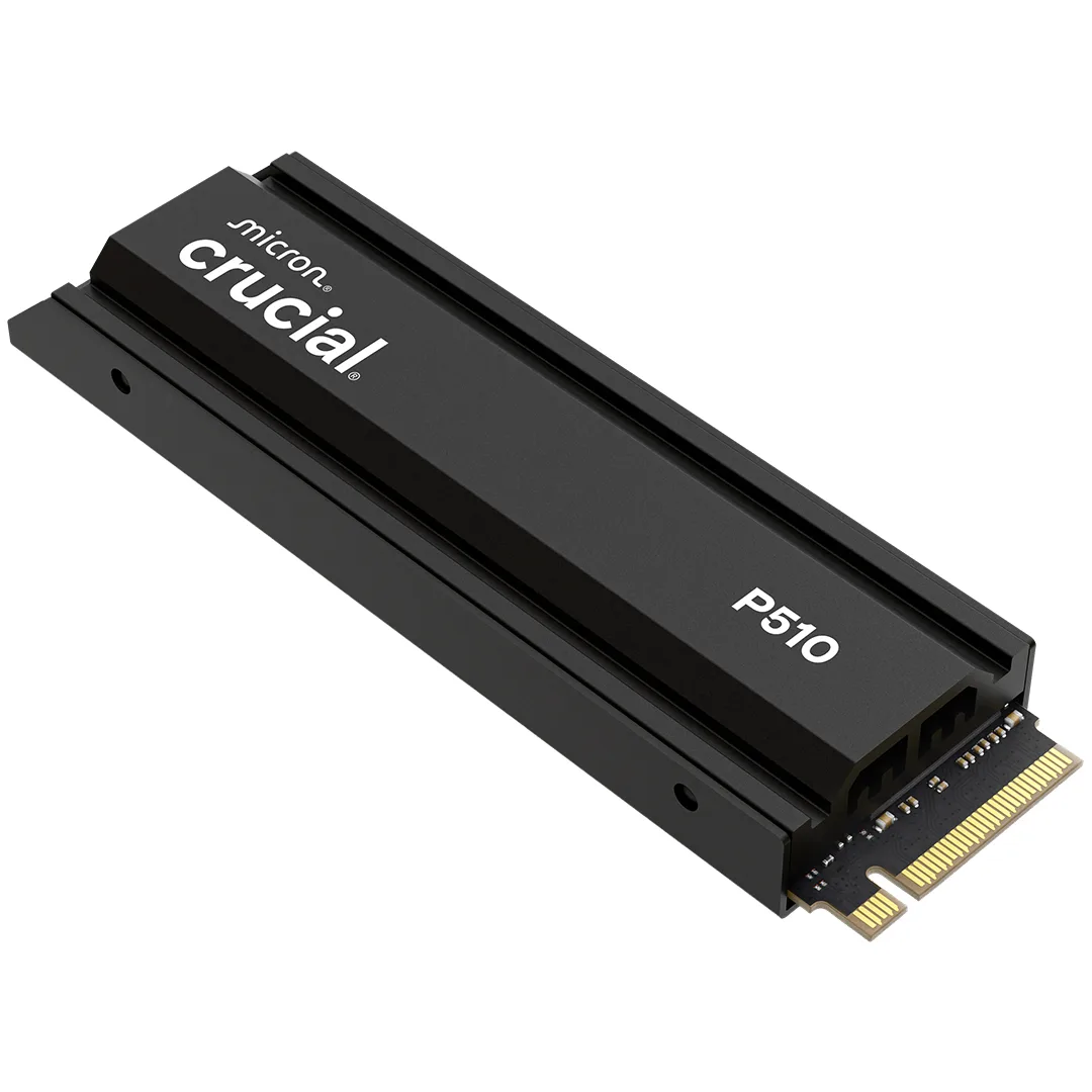 Crucial P510 2TB M.2 2280 SSD with black heatsink