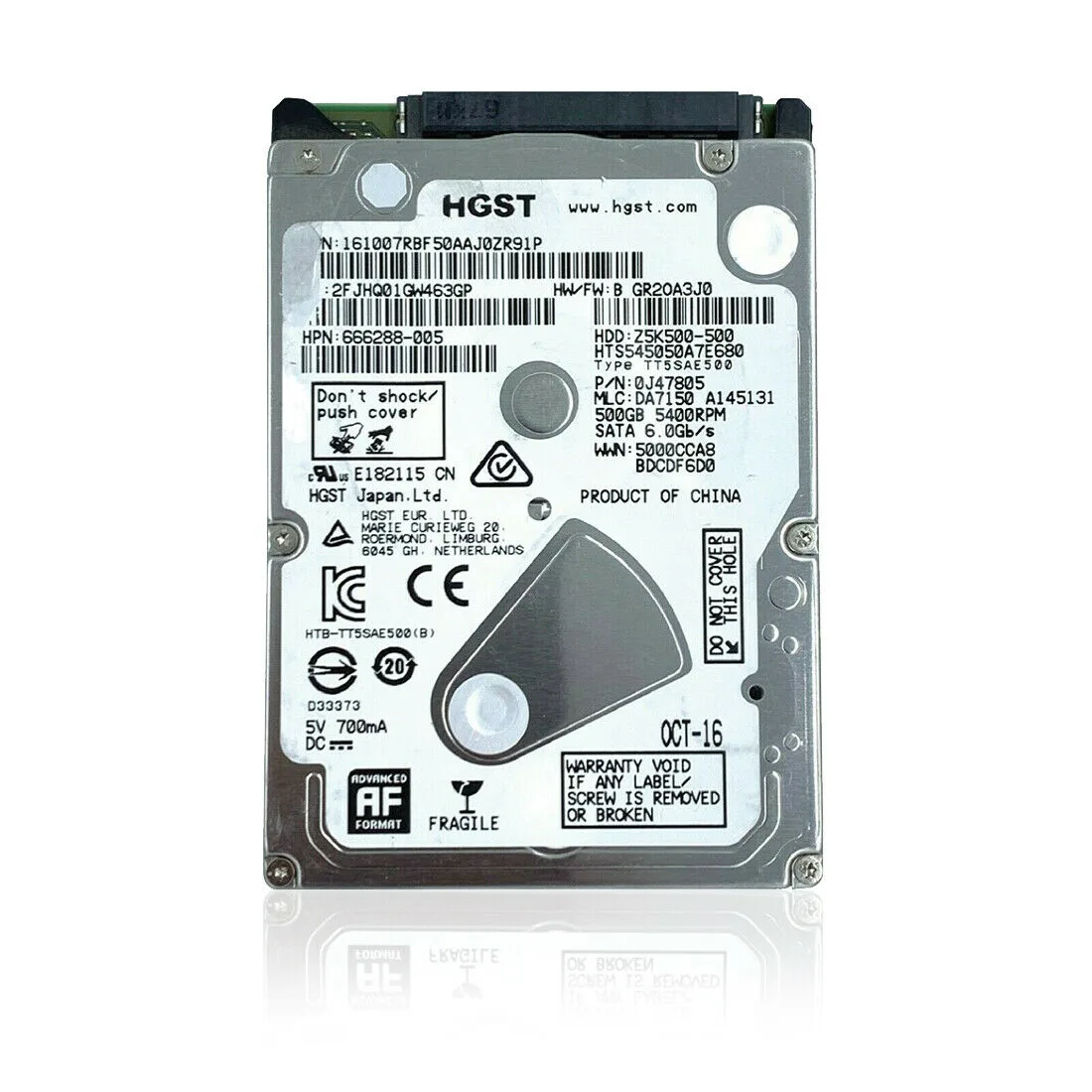 Silver 2.5-inch internal hard drive with SATA connector