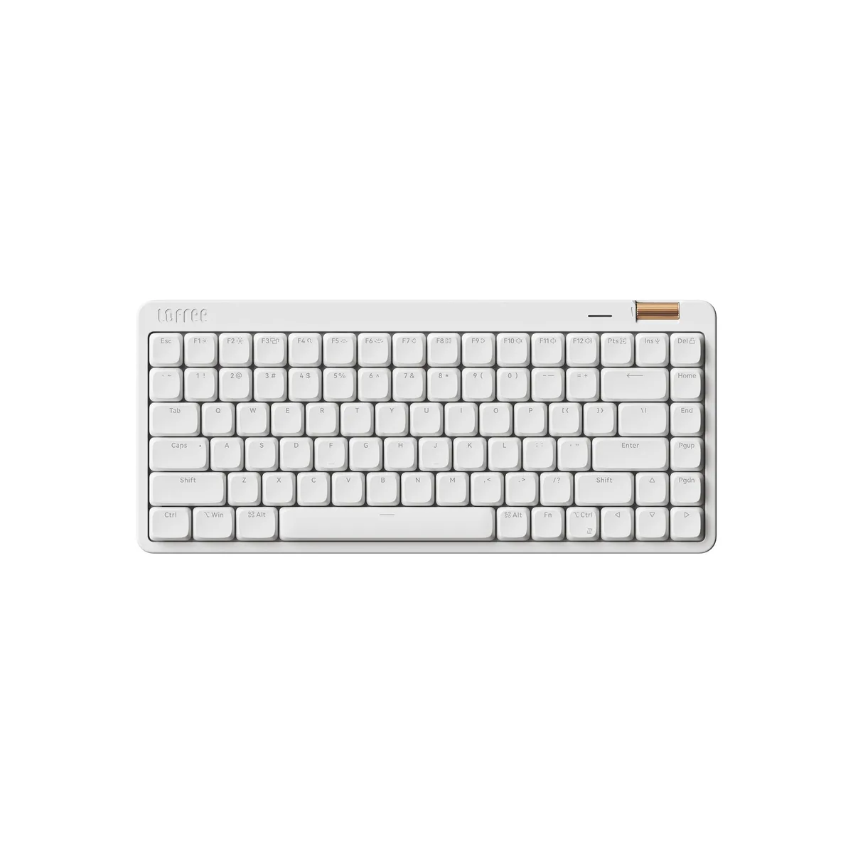 Off-white low-profile 84-key mechanical keyboard with textured ABS finish