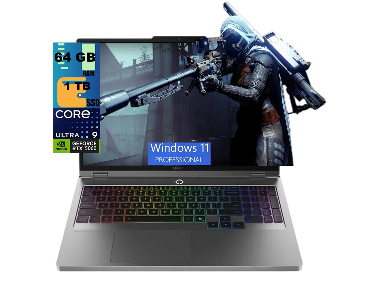 Gray Legion 5 16 laptop, 16 inch WQXGA screen, slim matte finish