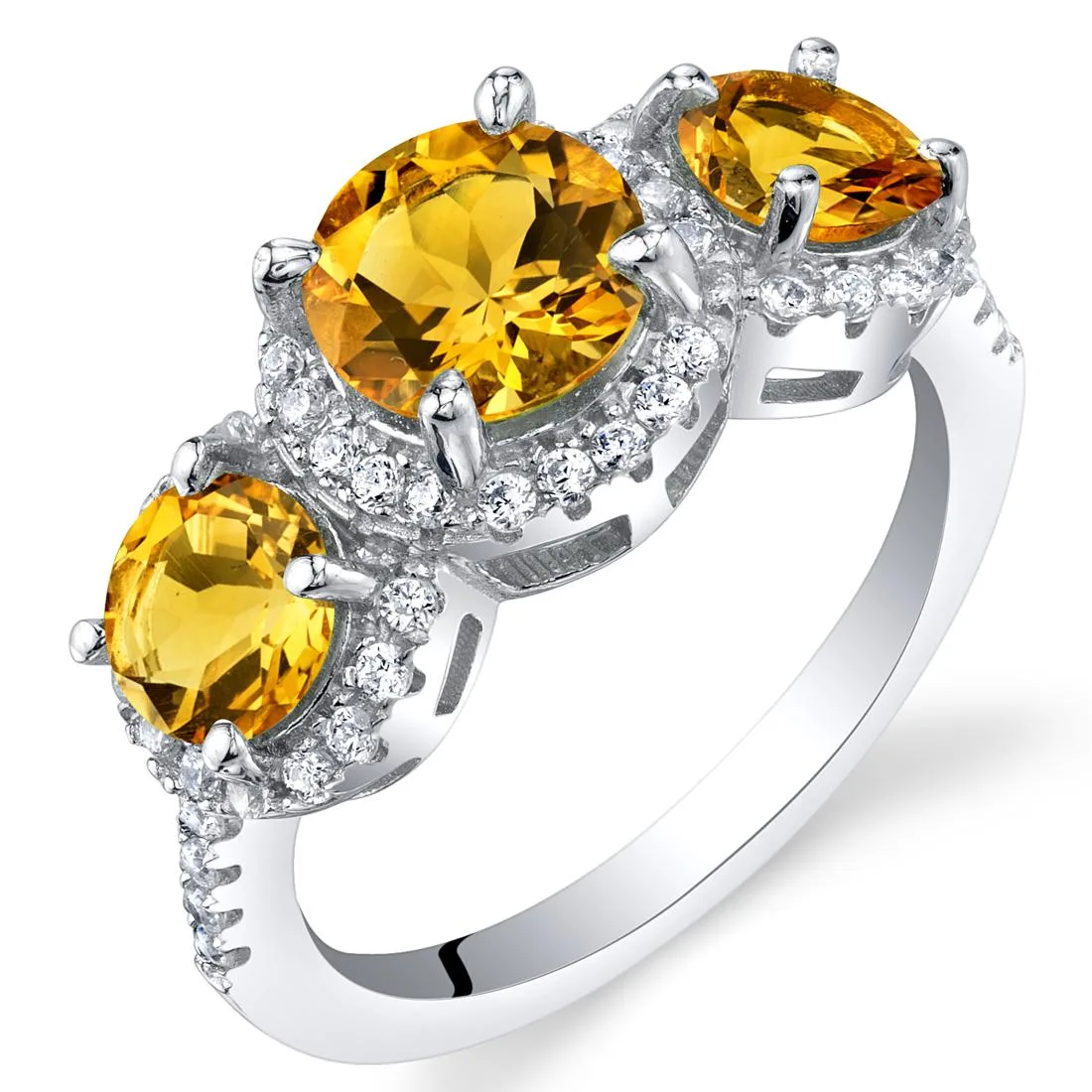 Oravo Oravo Citrine Sterling Silver 3 Stone Halo Ring 925 — product photo