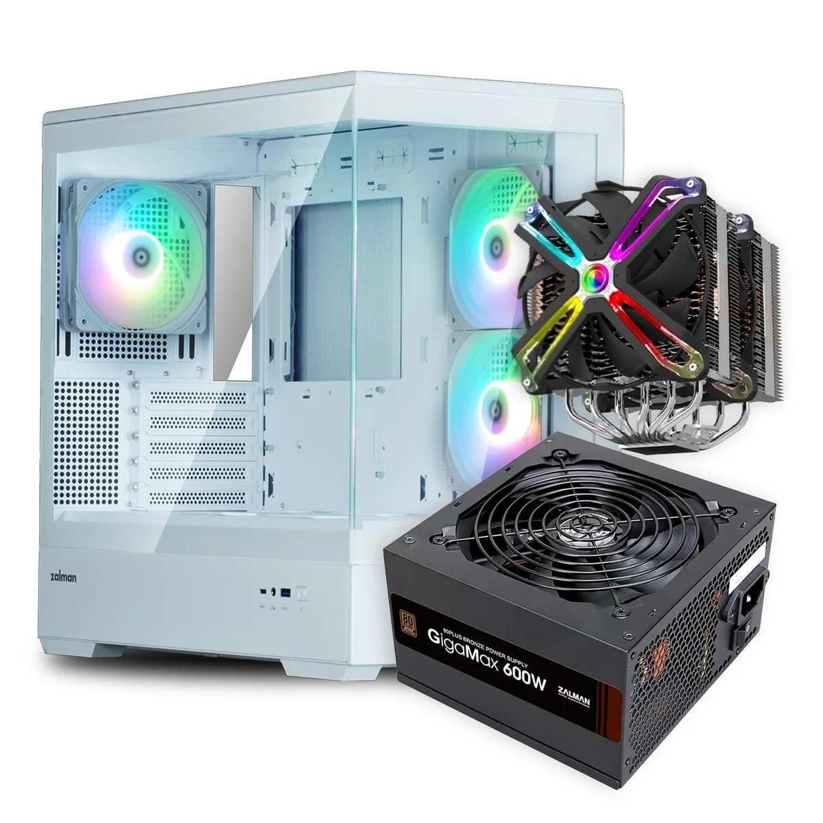 Zalman Zalman P30 White MATX PC Case CNPS20X Cooler Gigamax 600W PSU Bundle — photo du produit