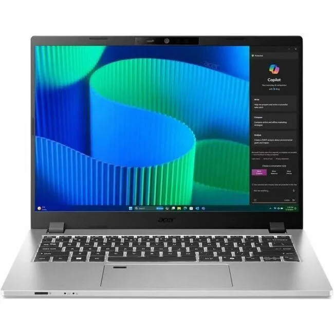 Silver Acer TravelMate P2 14 laptop closed lid 14 inch display