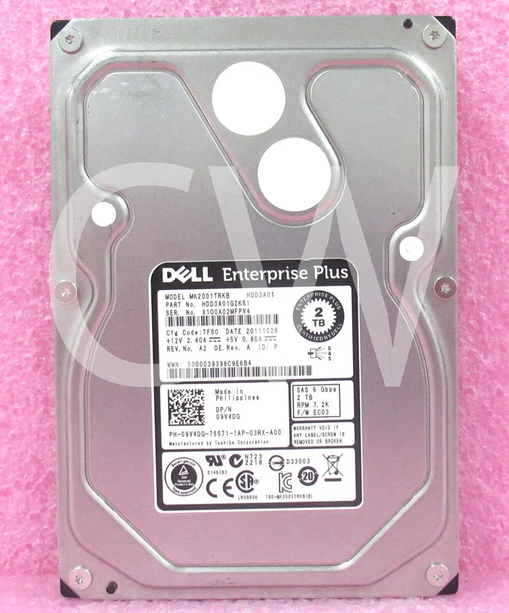 Silver 3.5 inch bare SAS hard drive with exposed circuit board