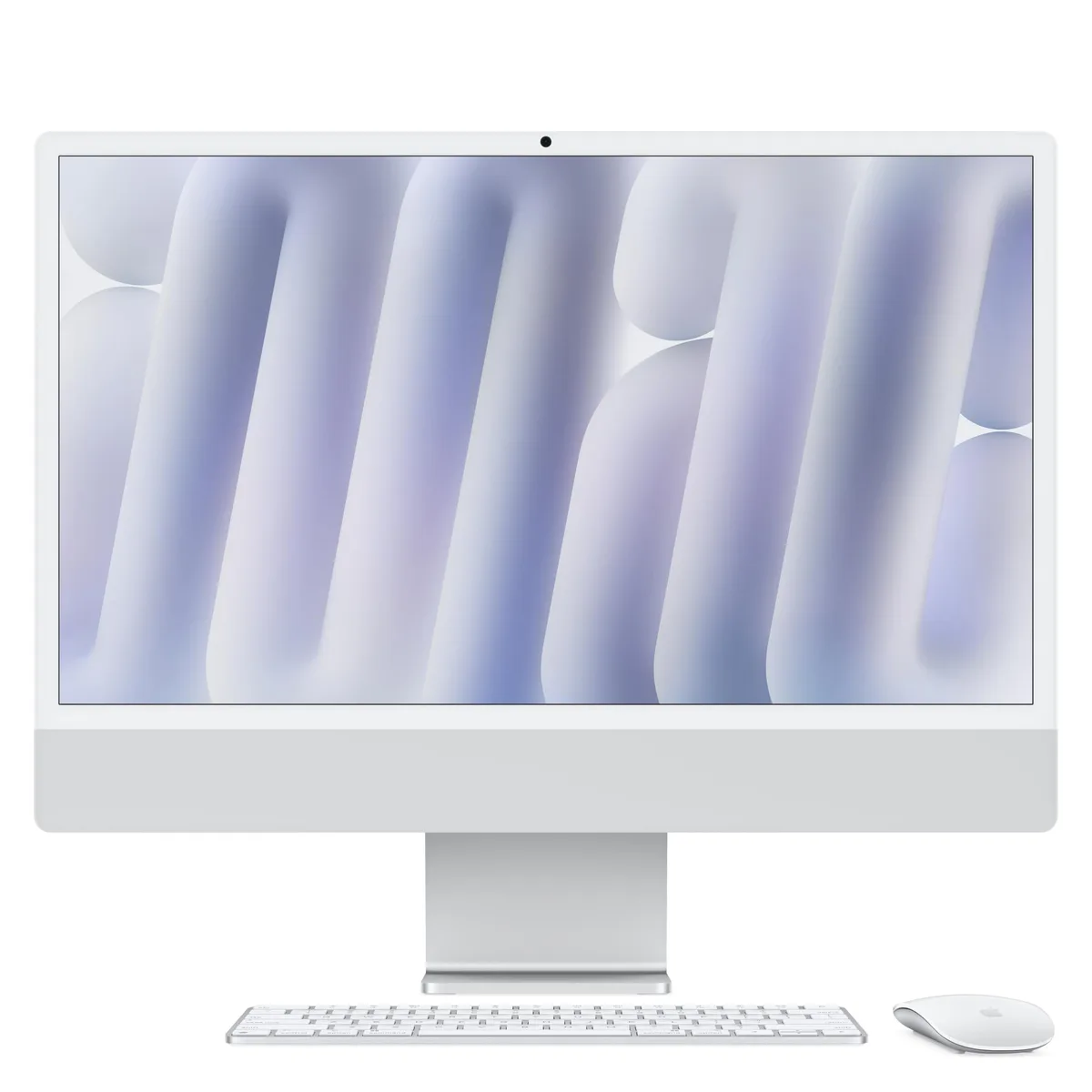 Silver 24-inch all-in-one desktop with thin Retina display