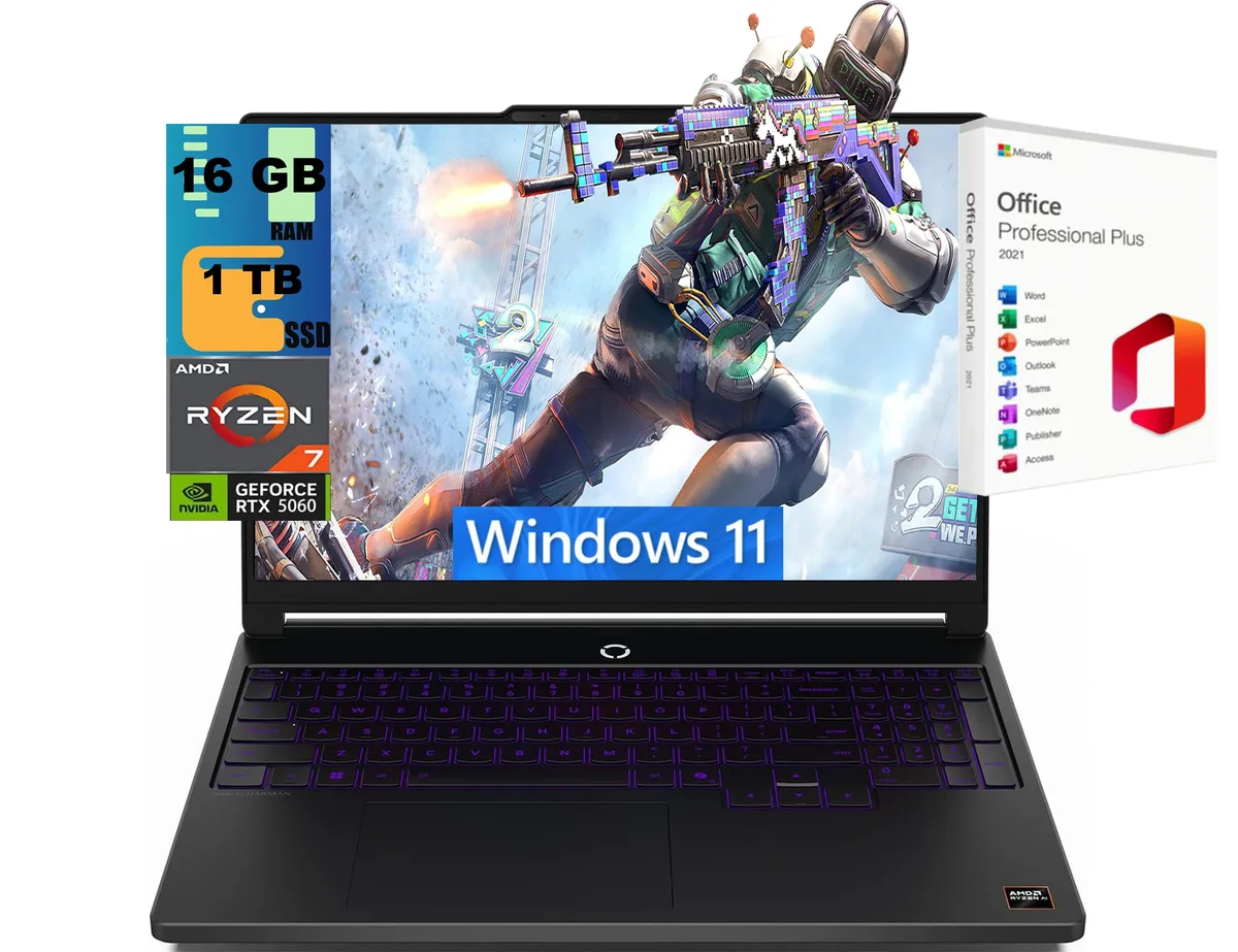 Black Lenovo Legion 5a 15 gaming laptop 15.3 inch WQXGA display 165Hz 4.12 pounds 13.54 x 9.63 x .75 inches
