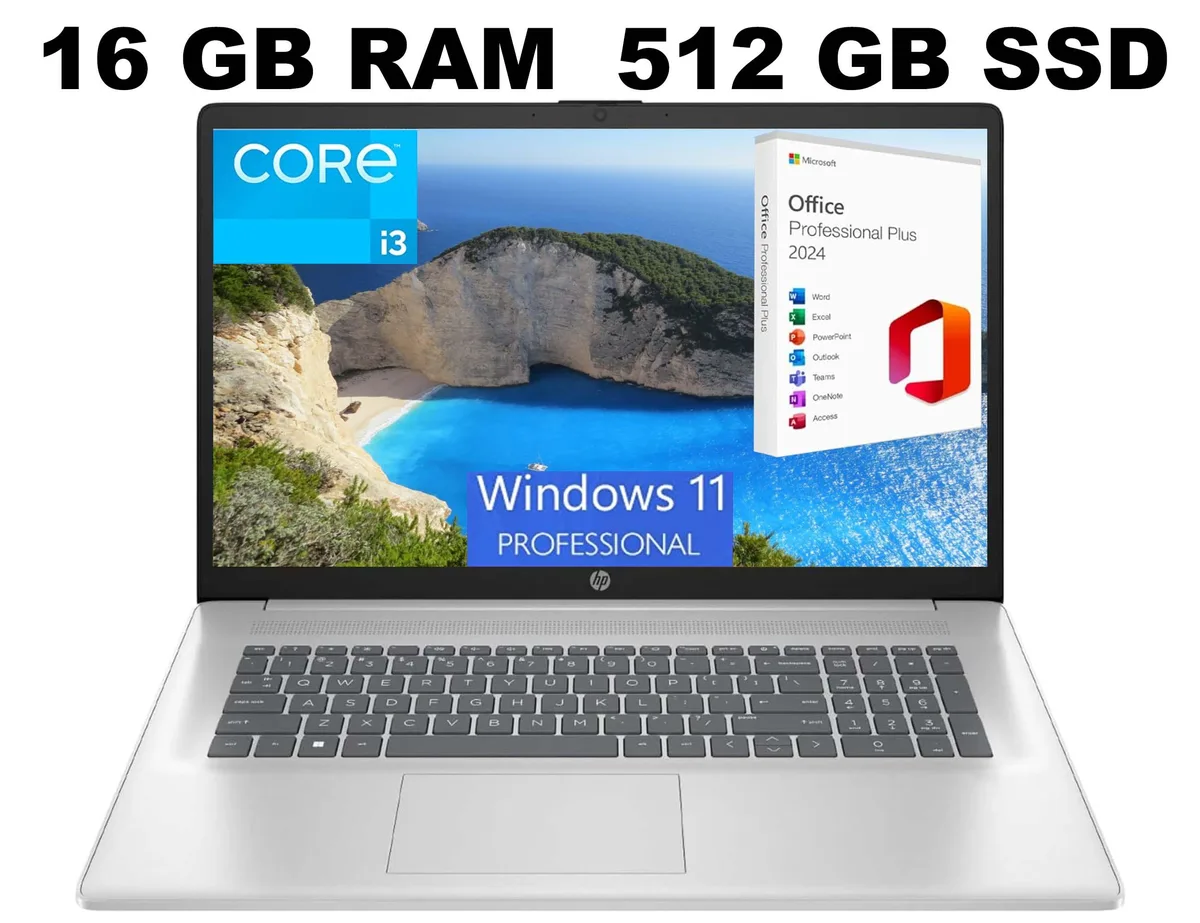 HP HP 17 laptop Core i3-1215U 16GB 512GB 17.3" FHD Windows 11 Pro — photo du produit