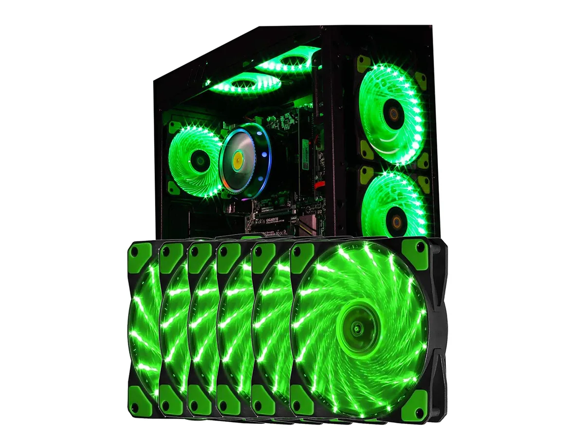 sakose sakose 12025-LED 120 mm case fan 15 LED 1100 RPM 18 dB 6 pcs — foto produk