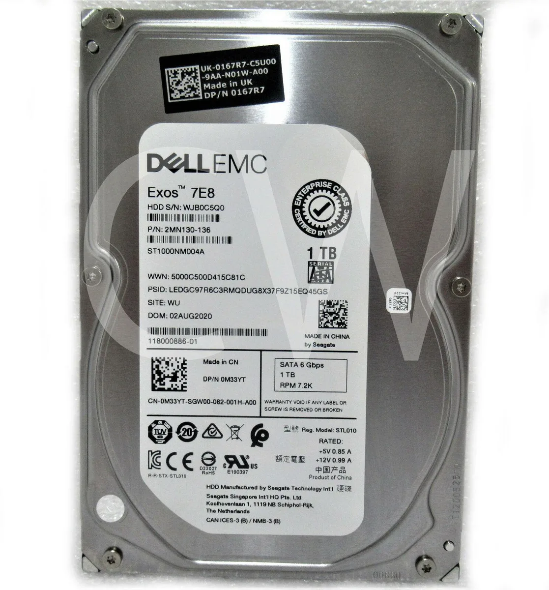 Silver 3.5 inch SATA hard drive with circuit board visible