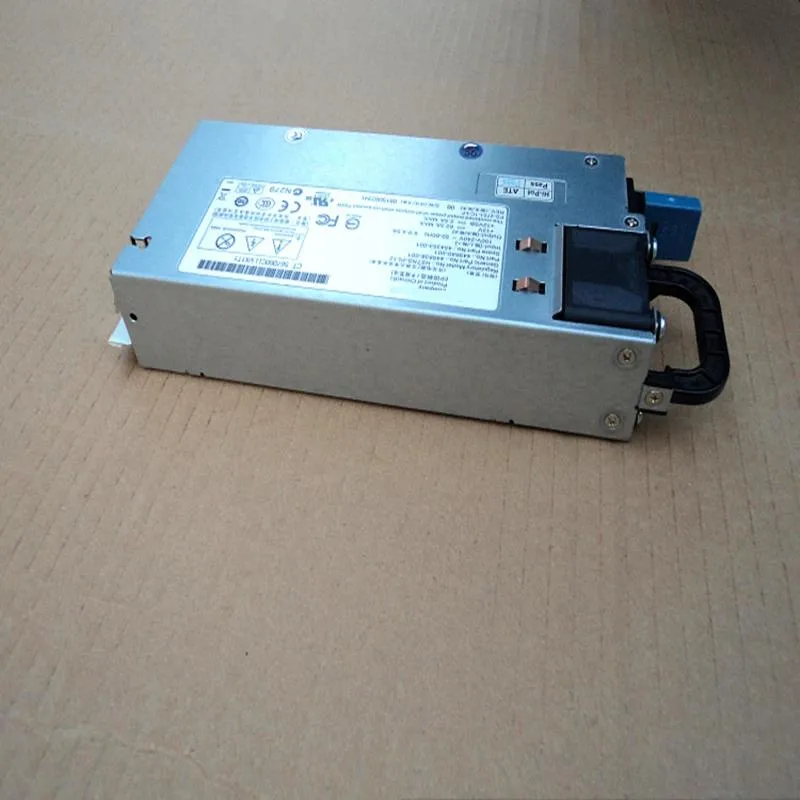 Rectangular ATX power supply unit with matte black finish and cooling fan visible on one side