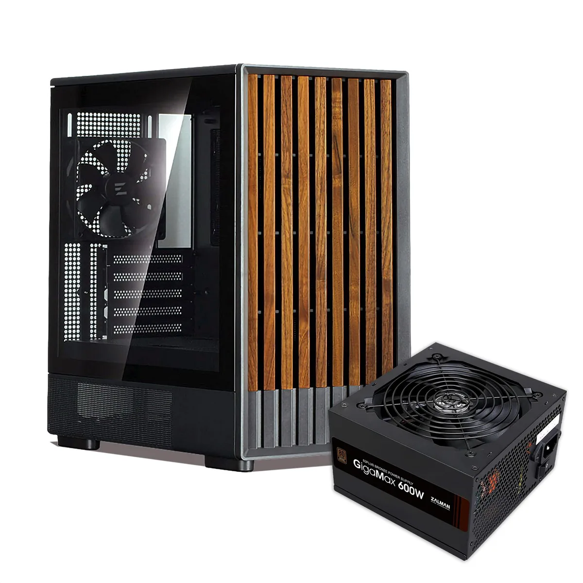 Zalman Zalman P10 NAMU mATX Mini-Tower Case + Gigamax 600W 80+ Bronze PSU — product photo