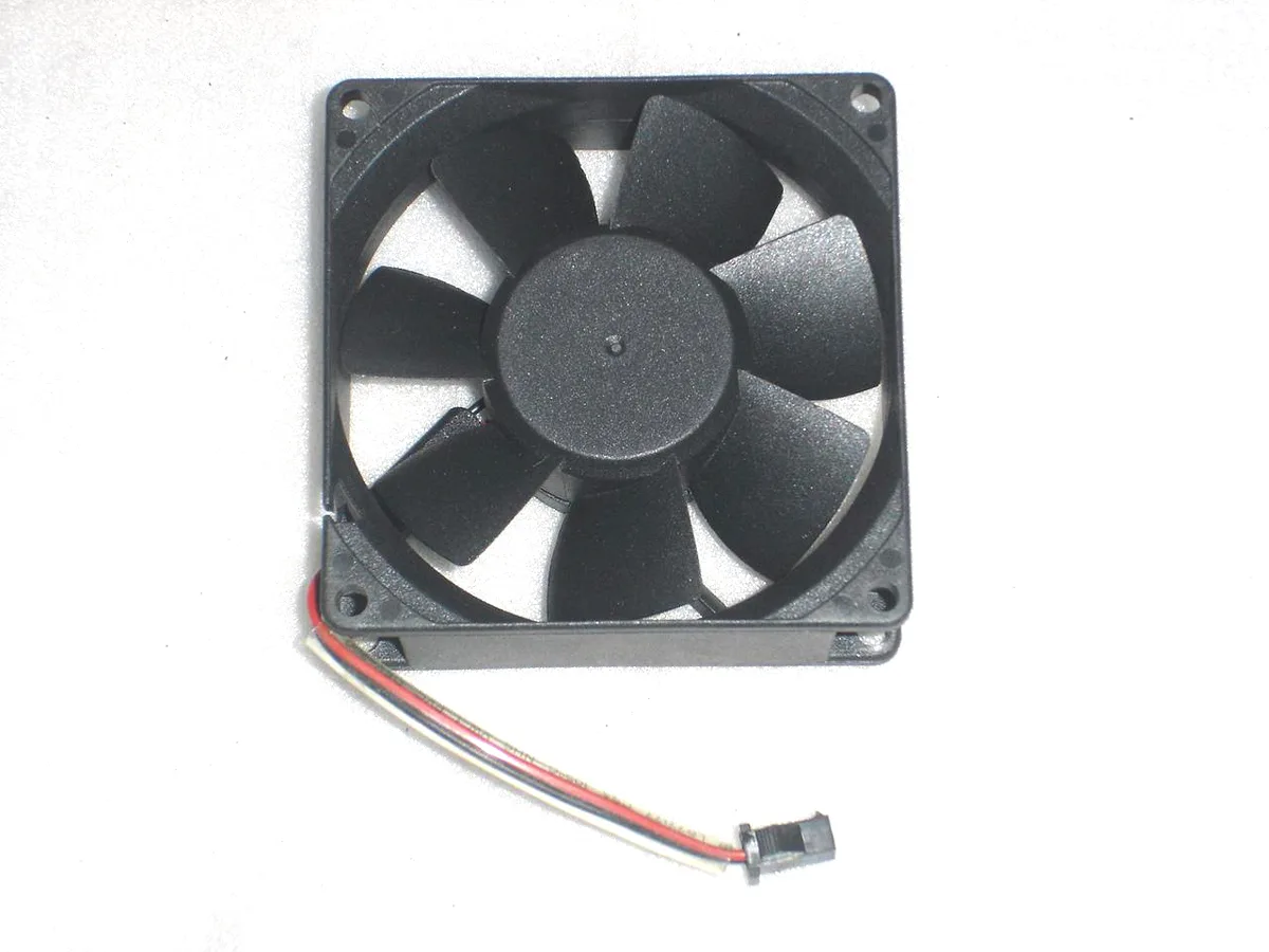 Black square 80 by 25 mm CPU fan with two wires