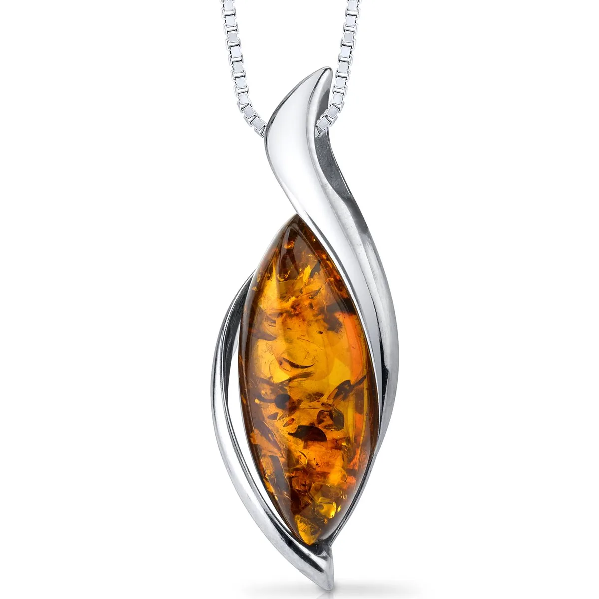 Oravo Oravo Baltic Amber Pendant Necklace Sterling Silver Cognac 18 — 商品写真