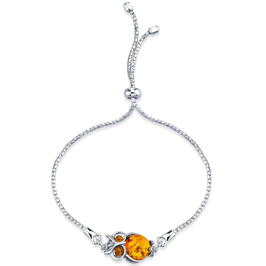 Oravo Oravo Baltic Amber Owl Sterling Silver Bolo Adjustable Bracelet — product photo