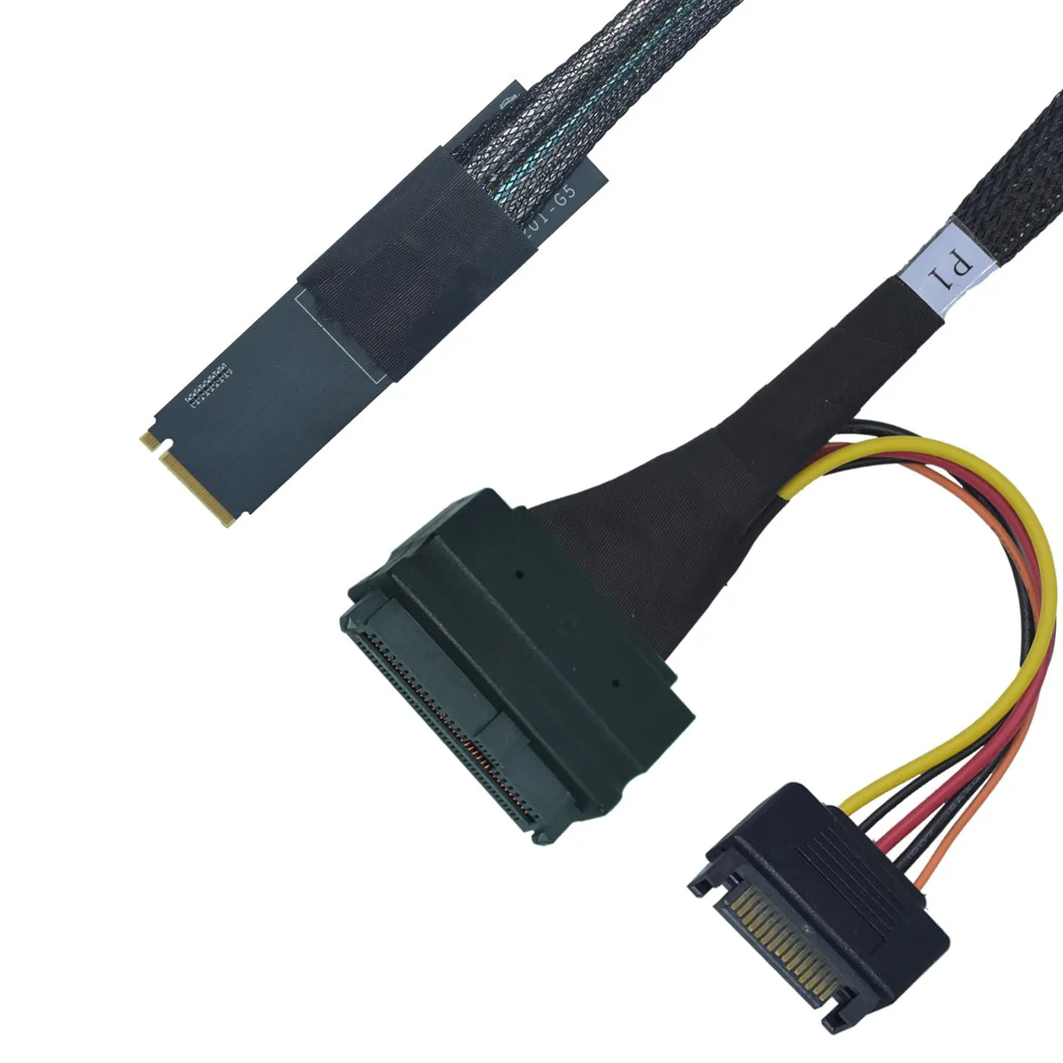 Black right-angled M.2 to U.2 adapter cable 50cm
