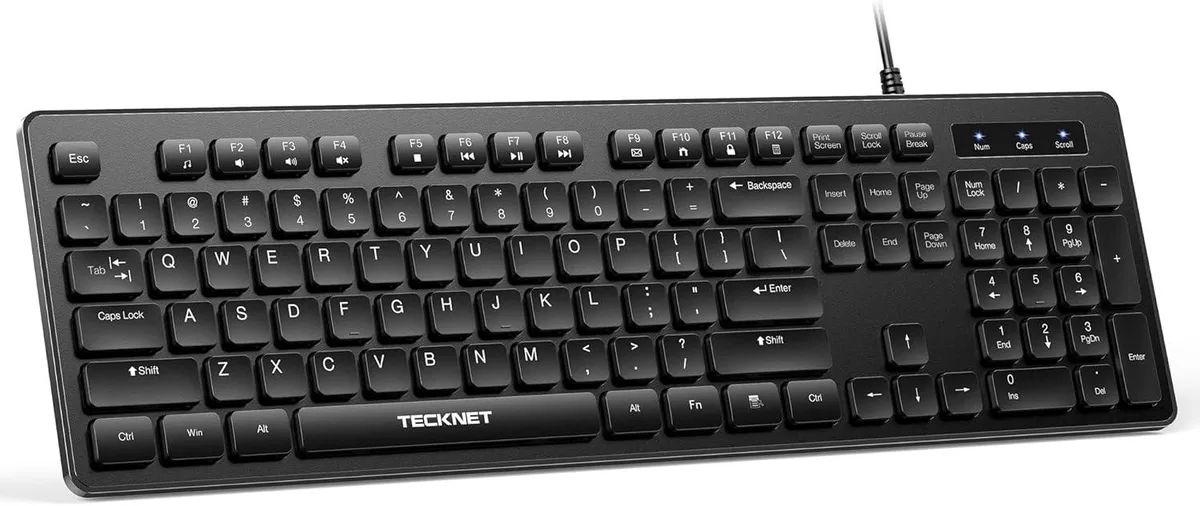 TUKO TUKO Gaming Keyboard Black Full-Size 104-Key Silent Membrane 12 FN Shortcuts 80M Keystrokes — produktbild