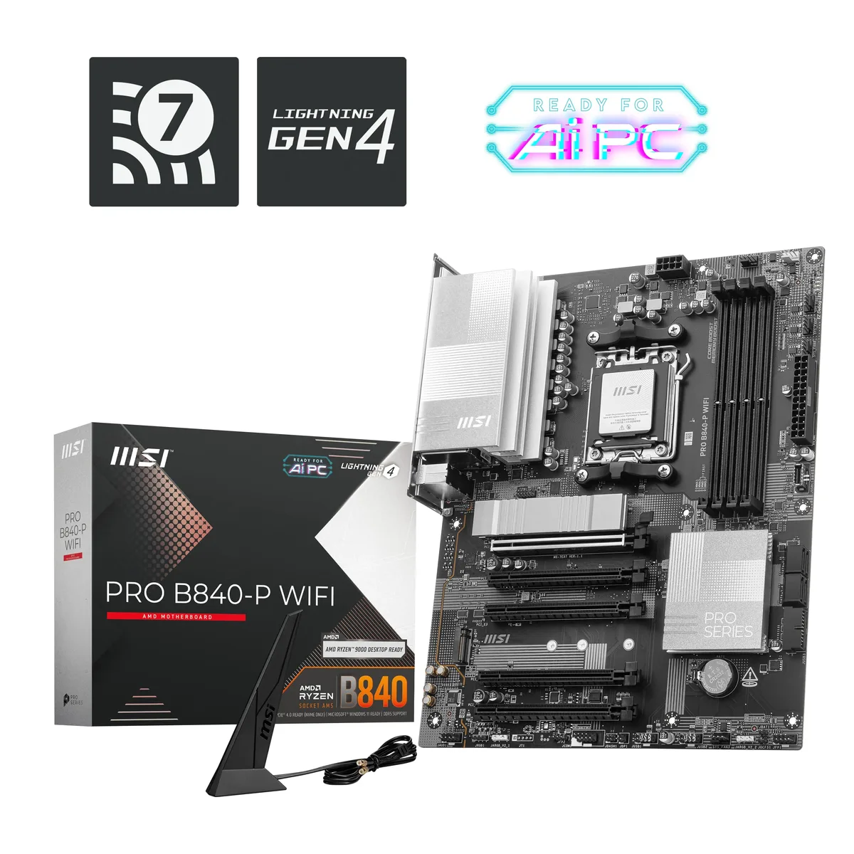 MSI MSI PRO B840-P WIFI AMD motherboard — product photo