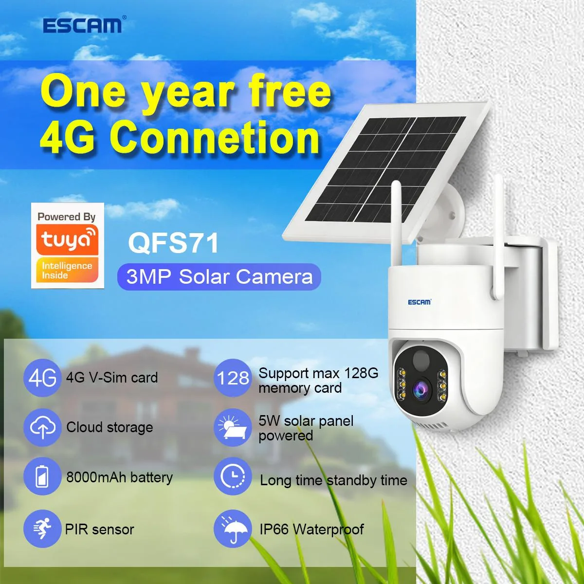 visiPower visiPower QFS71 3MP 4G Solar Network Camera 8000mAh 4mm — product photo