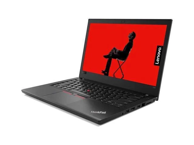 Black ThinkPad T480 laptop with 14 inch FHD screen and backlit keyboard