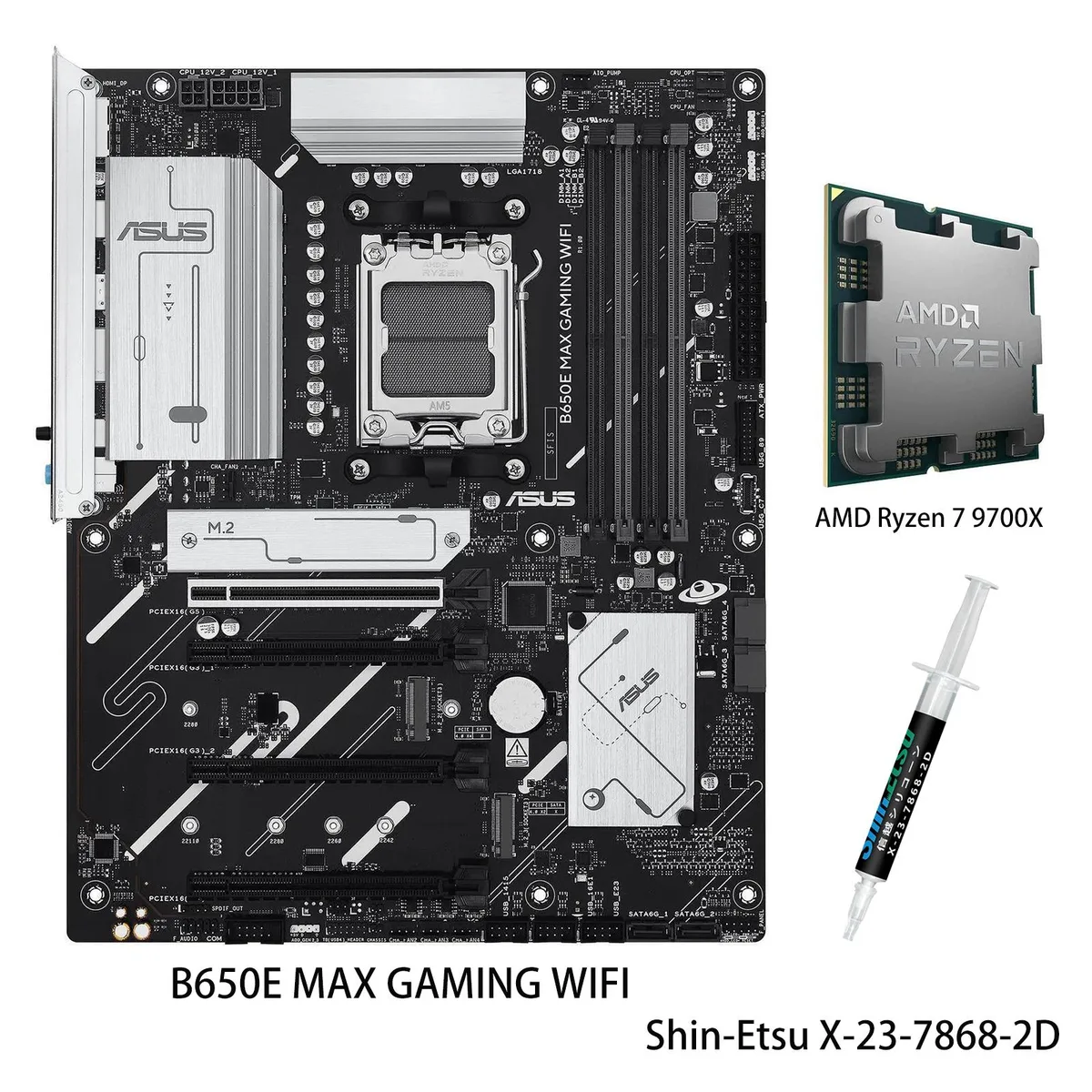 ASUS ASUS B650E MAX GAMING WIFI + Ryzen 7 9700X AMD motherboard CPU combo — fotografie produktu